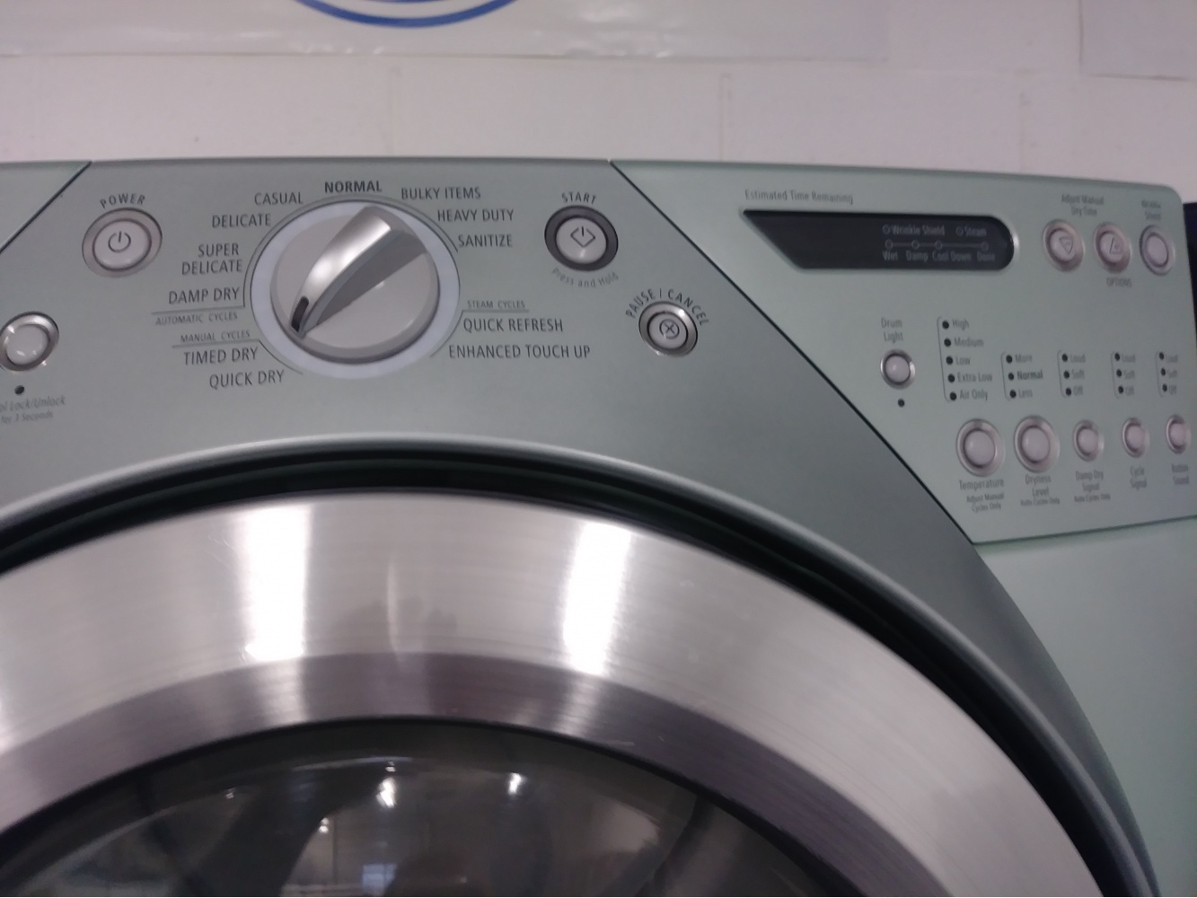 WHIRLPOOL DUET MINT GREEN FRONT LOAD WASHER W/GAS DRYER SET *OUT OF