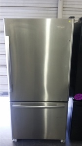 WHIRLPOOL 33" STAINLESS BOTTOM MOUNT REFRIGERATOR *OUT OF STOCK*