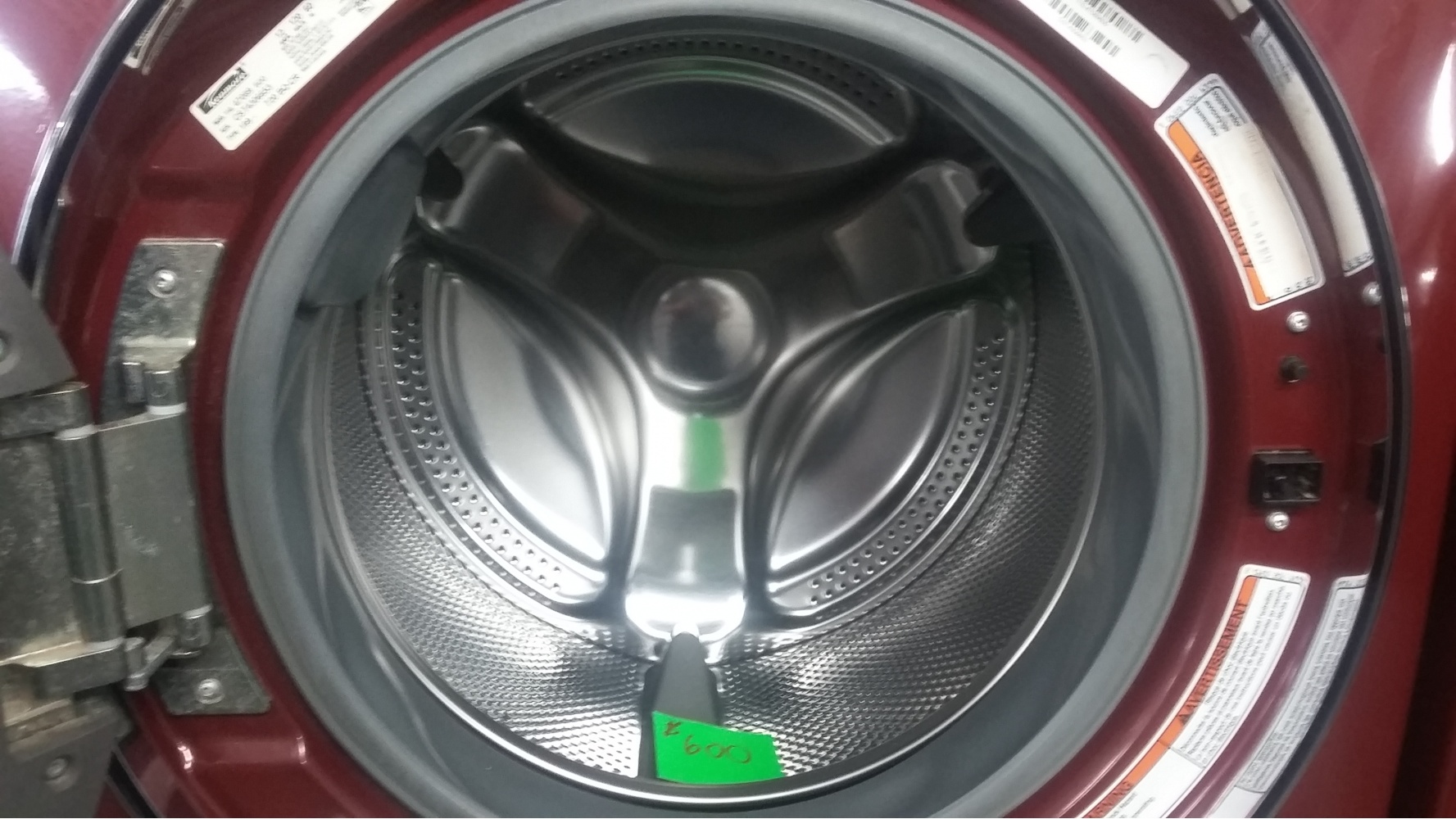 KENMORE HE5 BURGUNDY FRONT LOAD WASHER W/ GAS DRYER SET ON PEDESTALS