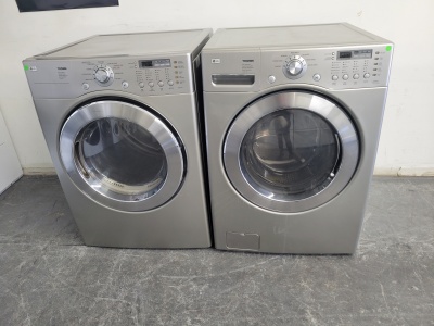 LG TROMM SILVER FRONT LOAD WASHER AND GAS DRYER SET