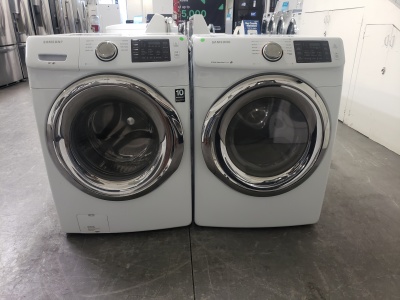 SAMSUNG WHITE FRONT LOAD WASHER AND GAS DRYER SET W/STEAM ***OUT OF STOCK***