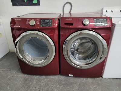 SAMSUNG BURGUNDY FRONT LOAD WASHER AND GAS DRYER SET ***OUT OF STOCK***