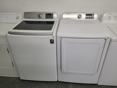 SAMSUNG HE TOP LOAD WASHER AND GAS DRYER SET 