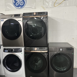 NEW SAMSUNG FRONT LOAD WASHER 7.5 CUFT. AND 5 CUFT. STEAM GAS DRYER 