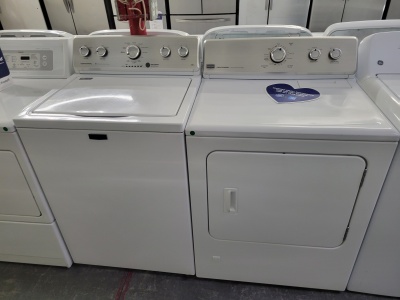 MAYTAG CENTENIAL HIGH EFFIENCY TOP LOAD WASHER AND GAS DRYER SET 