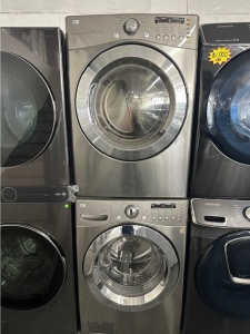 PRE-OWNED LG FRONT LOAD WASHER AND GAS DRYER SET (GREY)