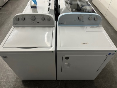 LIKE NEW WHIRLPOOL HIGH EFFIENCY TOP LOAD WASHER AND BRAND NEW GAS DRYER SET