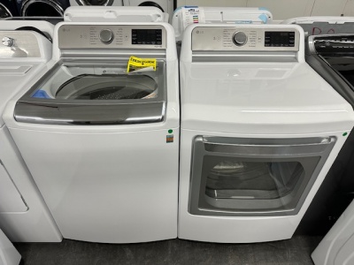 NEW LG TurboWash 3D 5.5-cu ft Impeller Smart Top-Load Washer & Gas Dryer set (White) ENERGY STAR    