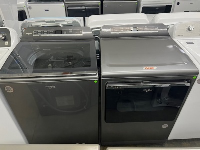 NEW-Whirlpool Smart 5.3  Impeller and Agitator Washer & Electric 220volt  Dryer Set (Chrome Shadow)