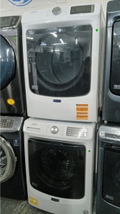 Pre-Owned Maytag 4.5-cu ft High Efficiency Stackable Steam Cycle Front-Load Washer& New Gas Dryer Se