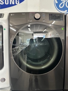 NEW-LG TrueSteam 7.4-Cu. Feet Stackable Steam Cycle Vented Smart Compatible Gas Dryer ( Black ) 