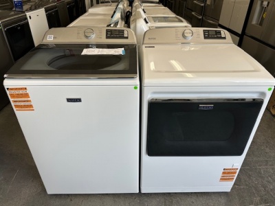 New-Maytag 5.3-cu ft High Efficiency Impeller Smart Compatible Top-Load Washer & Dryer Set (White) 