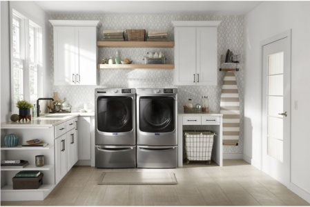 New - Maytag Front Load Washer with Extra Power $ Gas Dryer Set (Metallic Slate) 