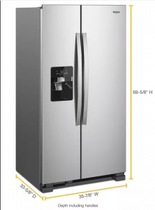 New- Whirlpool 36-inch Wide Side-by-Side Refrigerator - 25 cu. ft. (Fingerprint-Resistant)