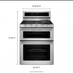 New-Kitchen Aid 30-Inch 5 Burner Gas Double Oven Convection Range (Stainless Steel)