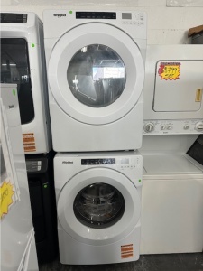 new- whirlpool 4.3 cu. ft. closet-depth front load washer with pre-owned gas dryer