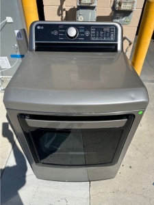 Pre-Owned LG 7.3 cu. ft. Ultra Large Capacity Smart Wi-Fi Enabled Rear Control Gas Dryer (Graphite)