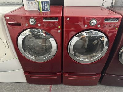 Pre-Owned LG 27 Inch Front-Load Washer & Gas Dryer: Wild Cherry Red