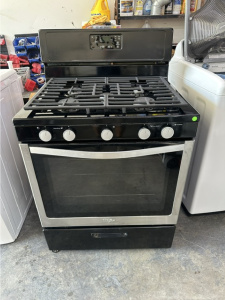 Pre-Owned Whirlpool 30 Inch Freestanding Gas Range with 5 Sealed Burners (Black)  Model #WFG505M0BB