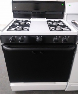 GE 30" BLACK AND WHITE GAS RANGE W/ OPEN BURNERS   *OUT OF STOCK*